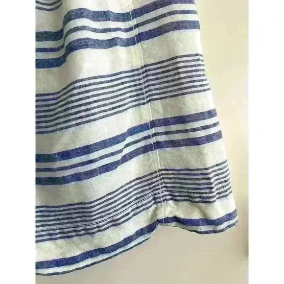 J Crew Wmns Sz 0 Boardwalk Linen Skirt Blue White Stripe A-line Casual Summer - Picture 10 of 15